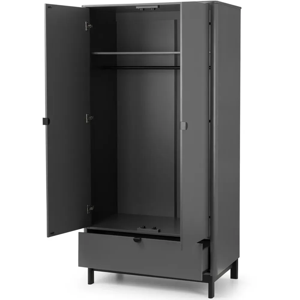 Chloe 2 Door Single Drawer Wardrobe - Storm Grey