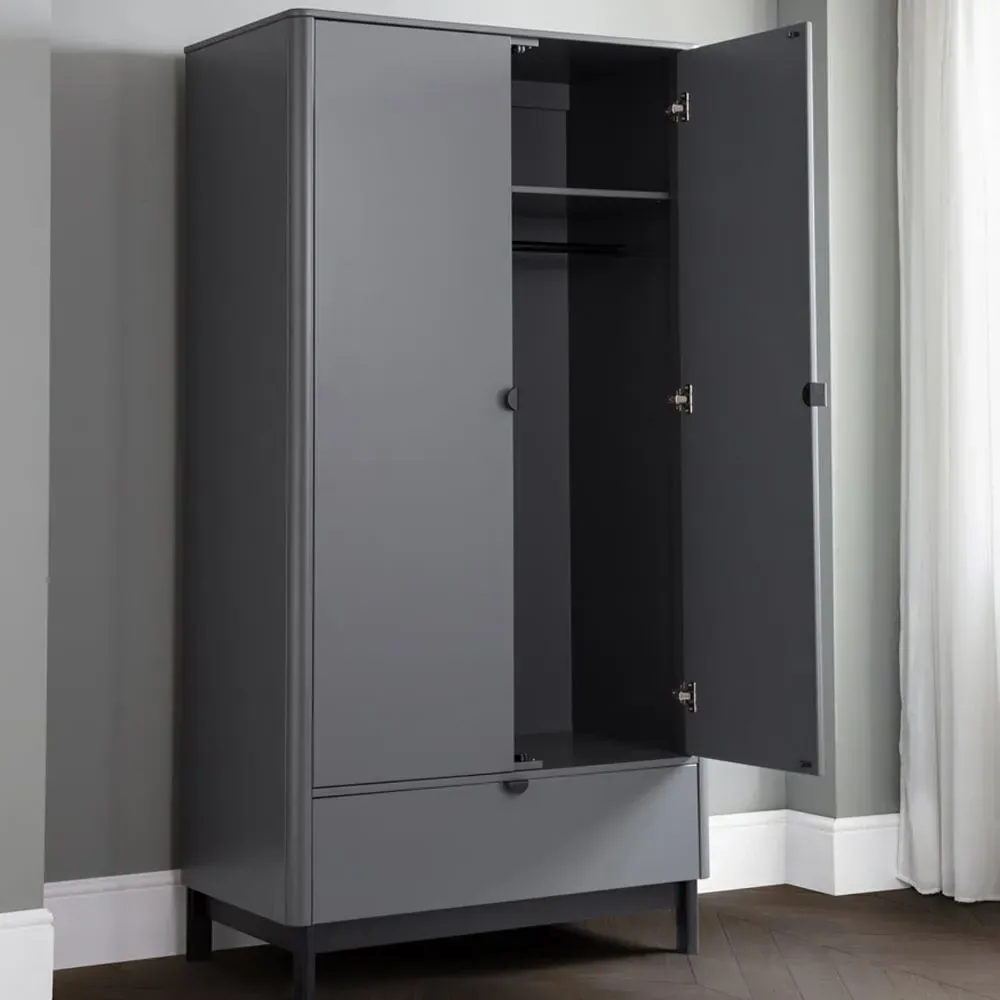 Chloe 2 Door Single Drawer Wardrobe - Storm Grey image