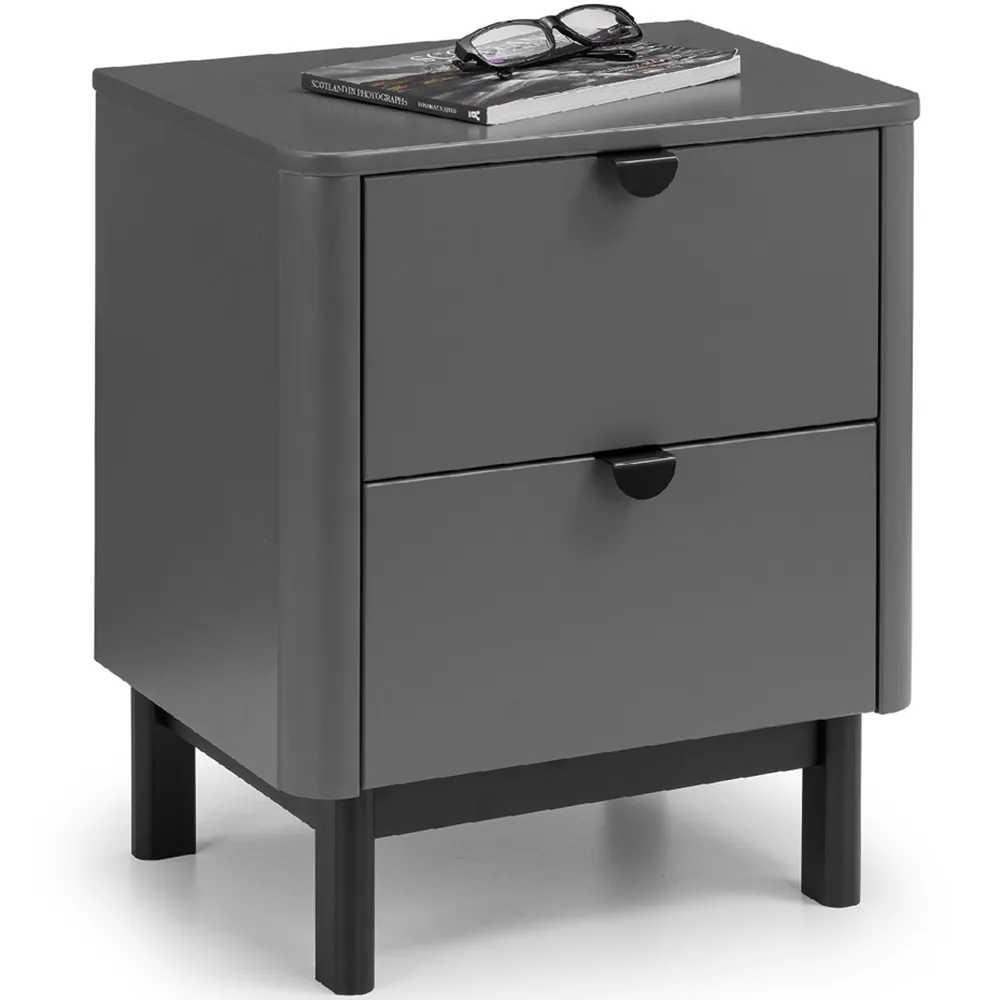 Chloe 2 Drawer Bedside Table - Grey