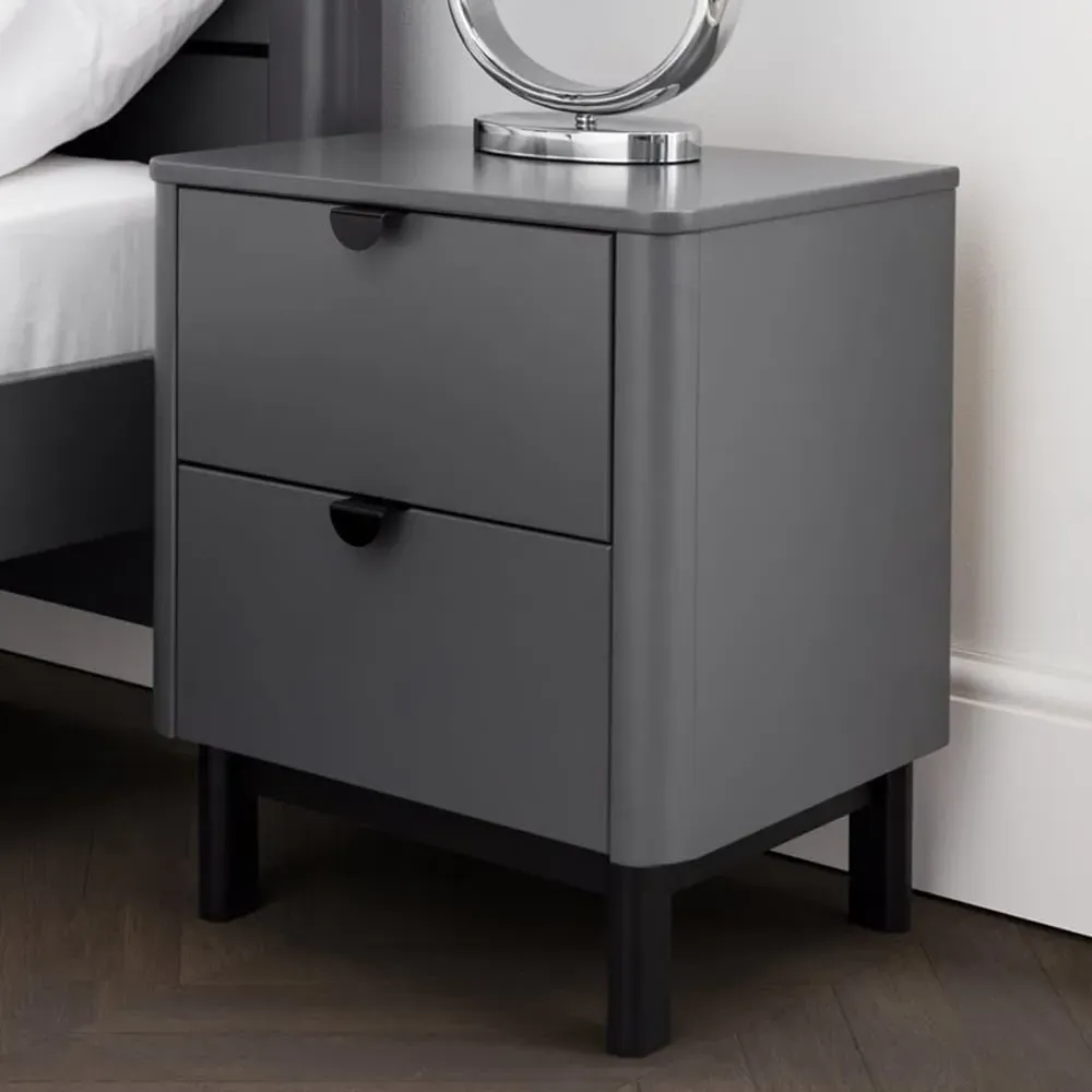 Chloe 2 Drawer Bedside Table - Grey image