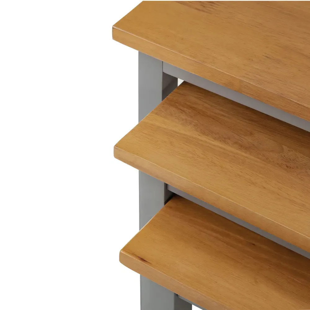 Cleo Nest of Tables Set of 3 - Grey, Oak
