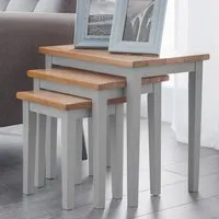 Cleo Nest of Tables Set of 3 - Grey, Oak