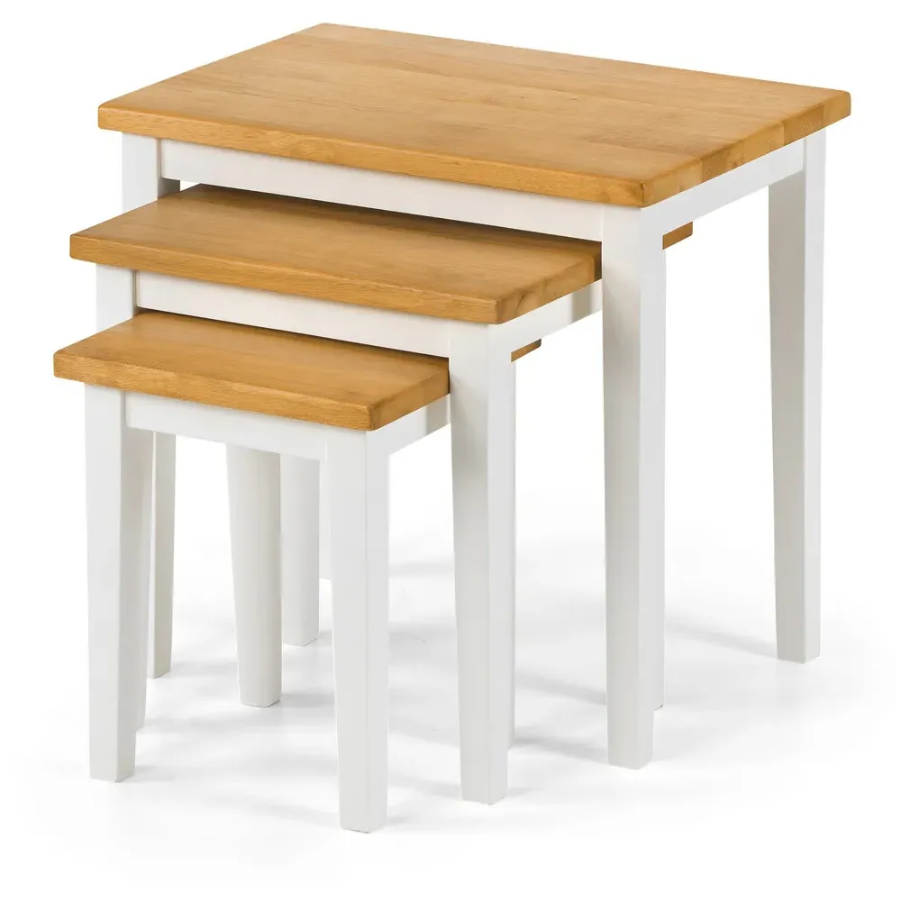 Cleo Nest of Tables Set of 3 - White, Oak