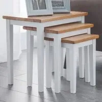 Cleo Nest of Tables Set of 3 - White, Oak