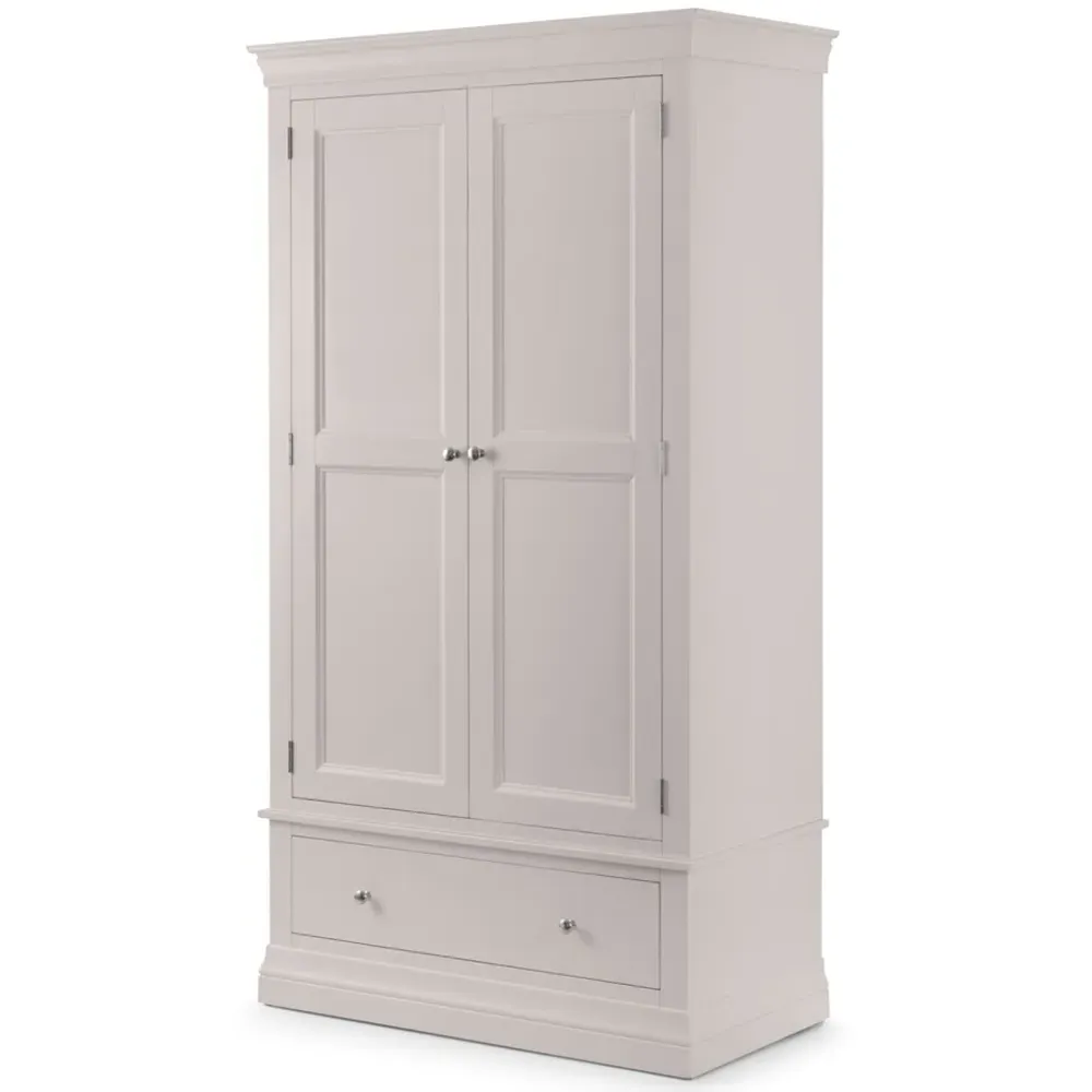 Clermont 2 Door Wardrobe with Drawer - Light Grey, Pine