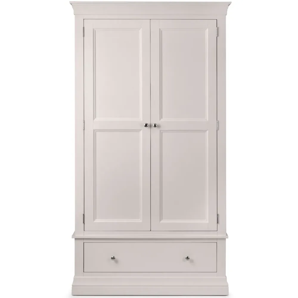 Clermont 2 Door Wardrobe with Drawer - Light Grey, Pine