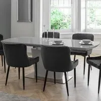 Como 6-Seater Extendable Dining Table - Grey, High Gloss