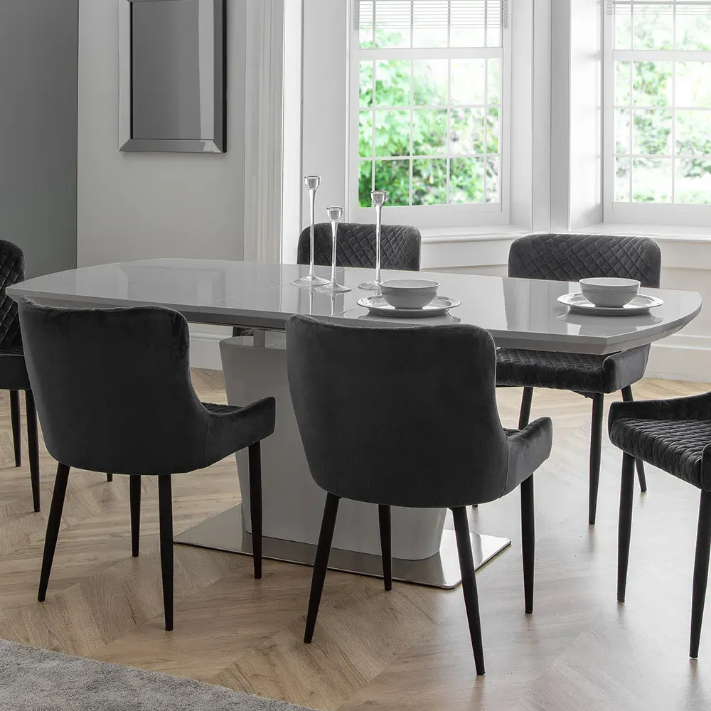 Como 6-Seater Extendable Dining Table - Grey, High Gloss image