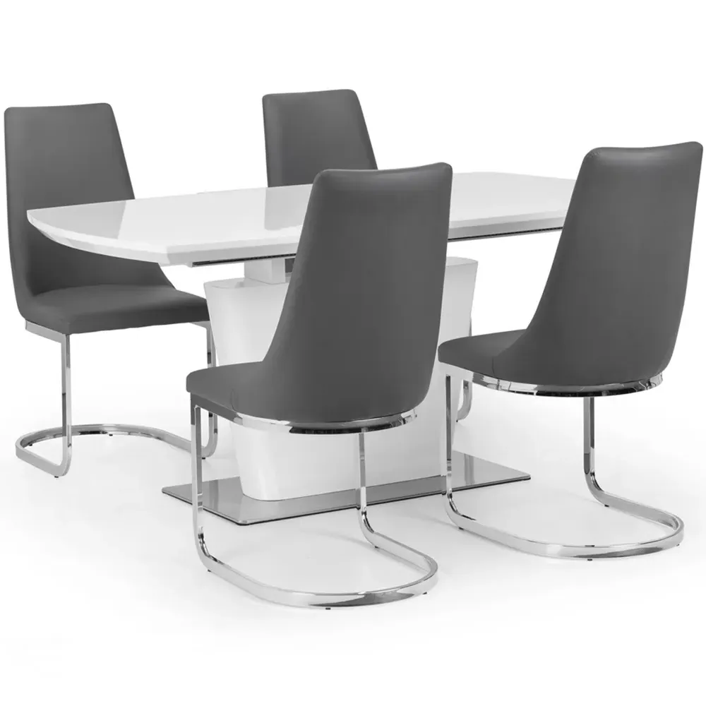 Como 6-Seater Extendable Dining Table - White, High Gloss