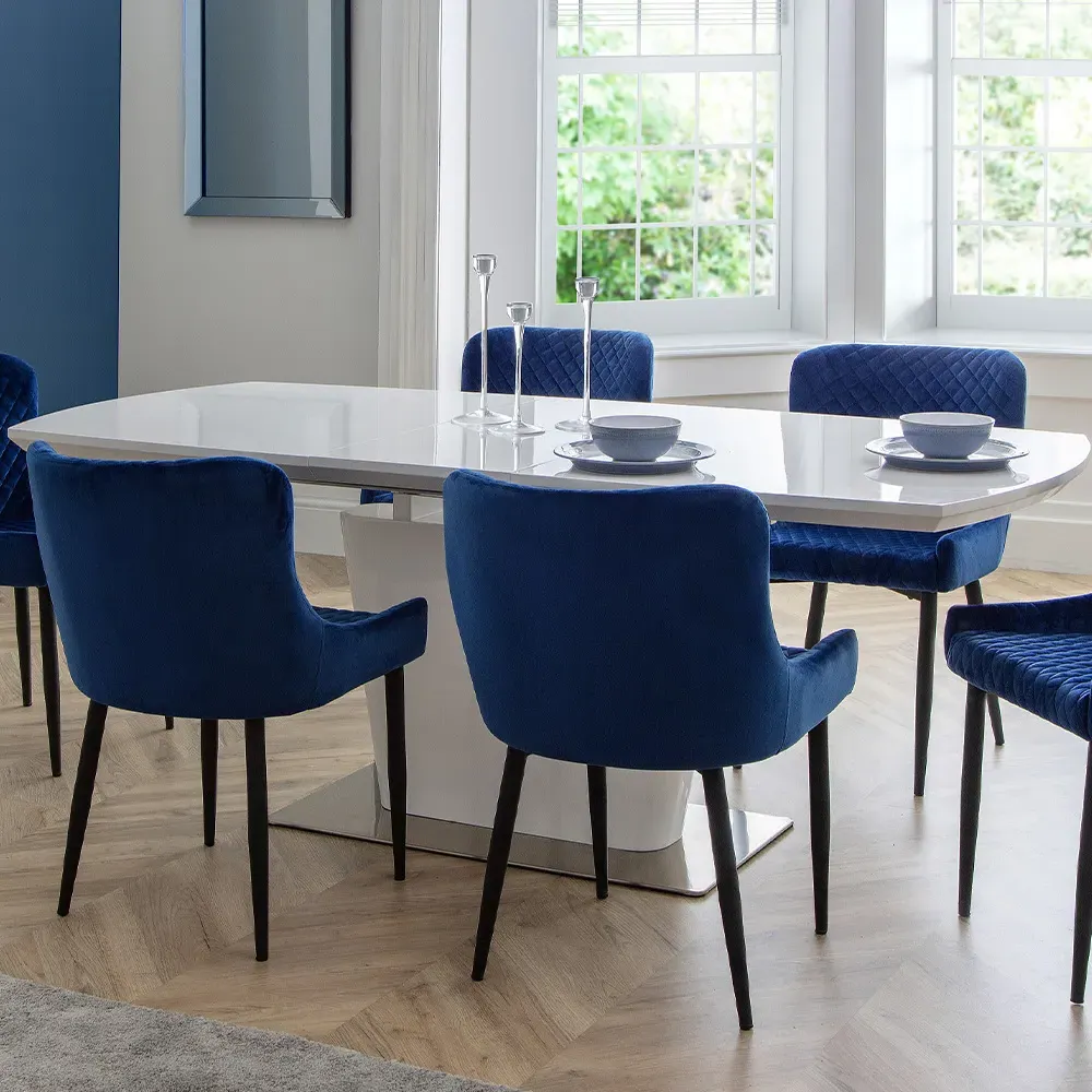 Como 6-Seater Extendable Dining Table - White, High Gloss