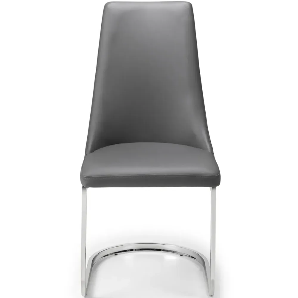 Como Set of 2 Dining Chairs - Grey, Faux Leather