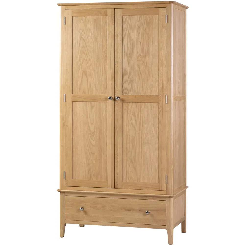 Cotswold 2 Door Single Drawer Wardrobe - Natural, Oak