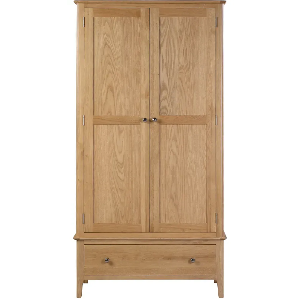 Cotswold 2 Door Single Drawer Wardrobe - Natural, Oak