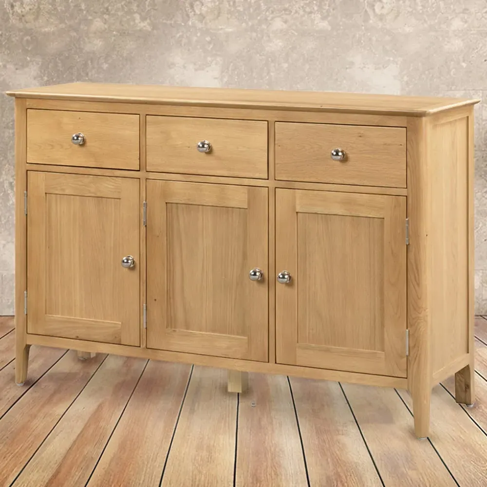 Cotswold 3 Door 3 Drawer Sideboard - Brown, Oak