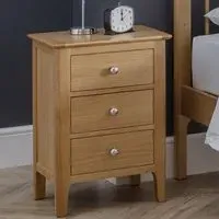 Cotswold 3 Drawer Bedside Table - Natural, Oak