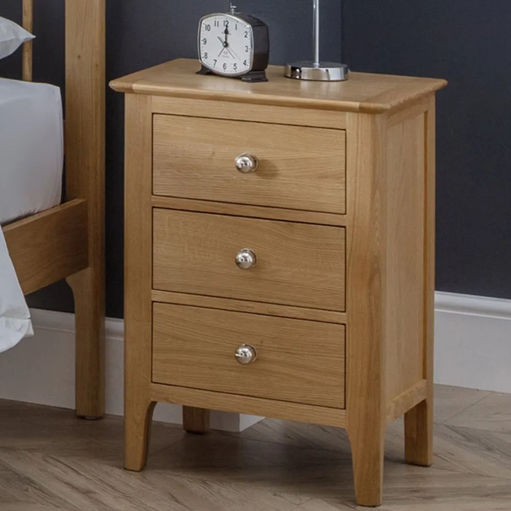 Cotswold 3 Drawer Bedside Table - Natural, Oak