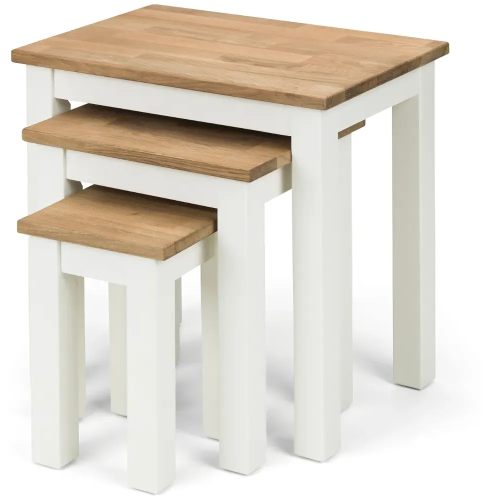 Coxmoor Nest of Tables Set of 3 - Ivory, Oak