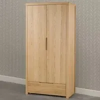 Curve 2 Door Single Drawer Wardrobe - Oak