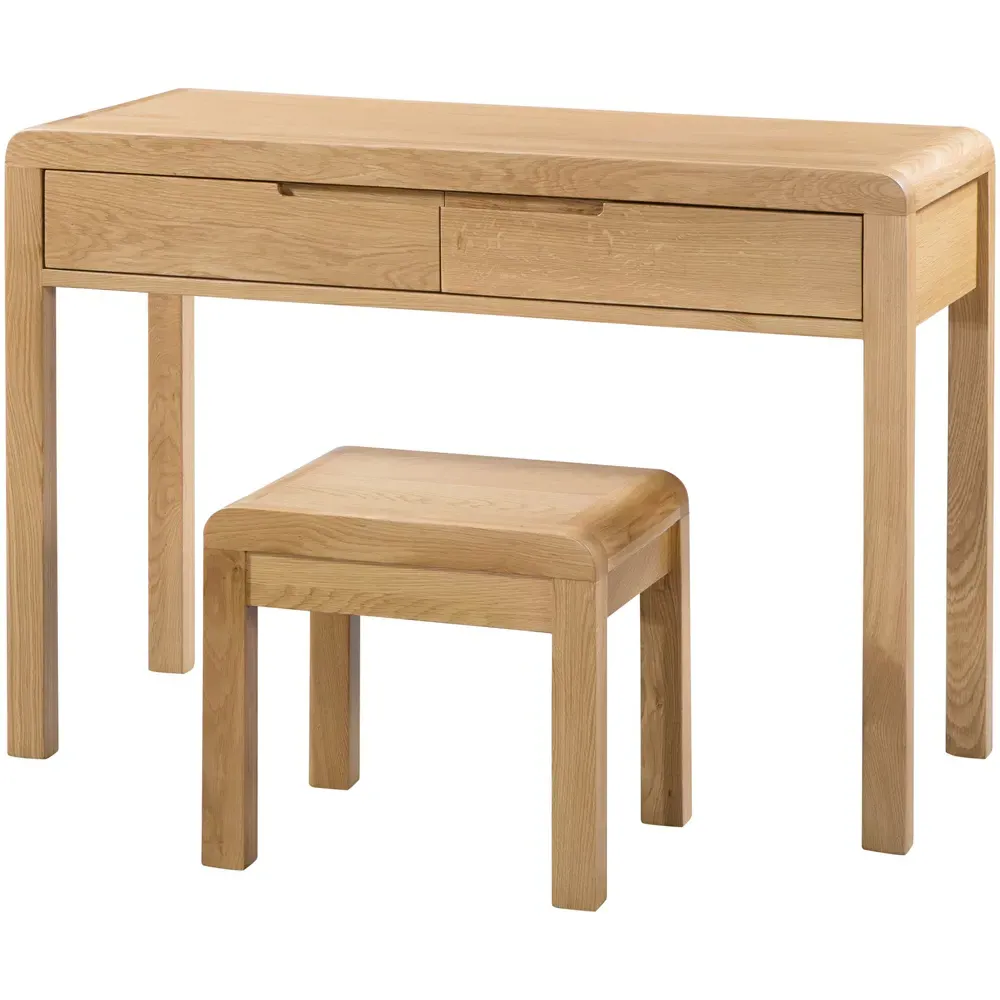 Curve 2 Drawer Dressing Table Set - White Oak
