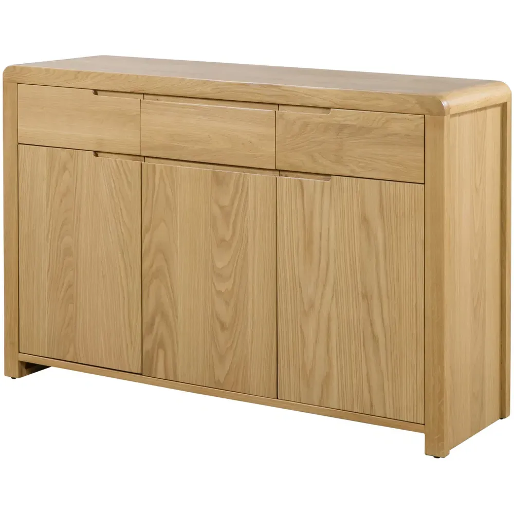Curve 3 Drawer 3 Door Sideboard - Oak