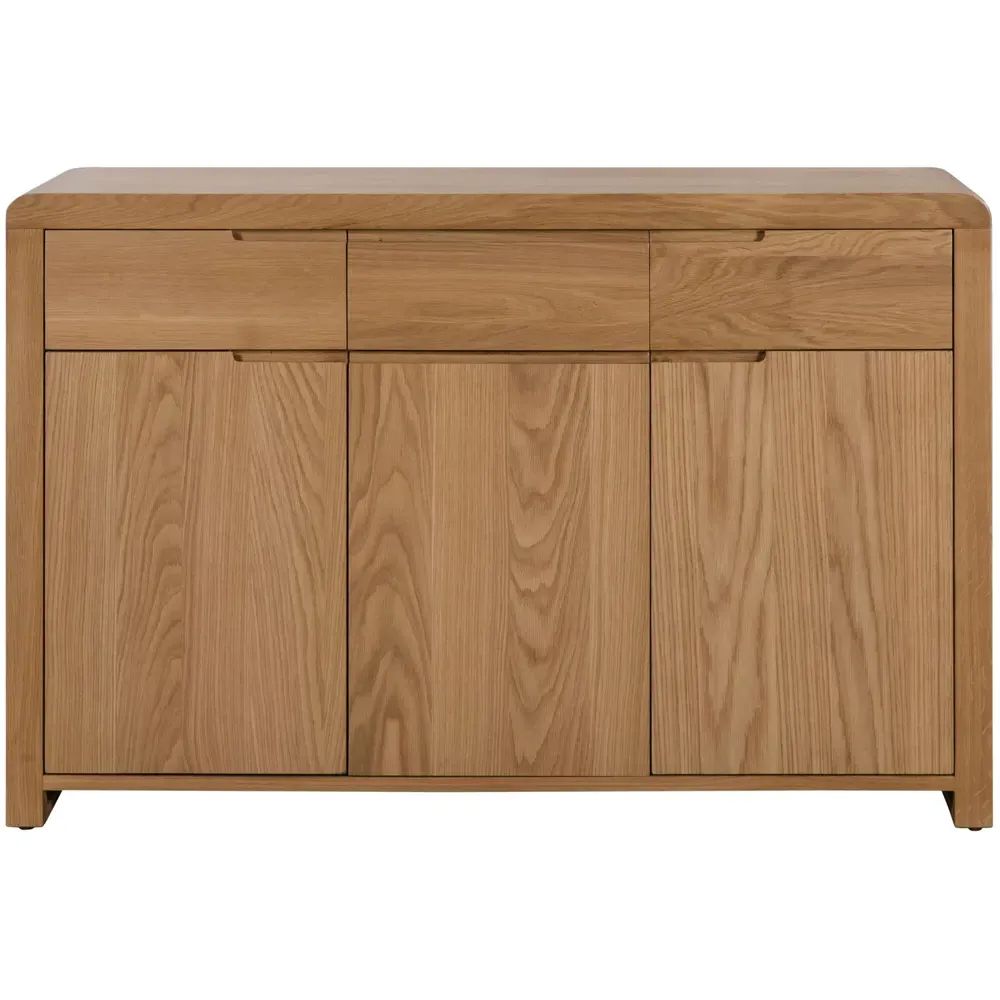 Curve 3 Drawer 3 Door Sideboard - Oak