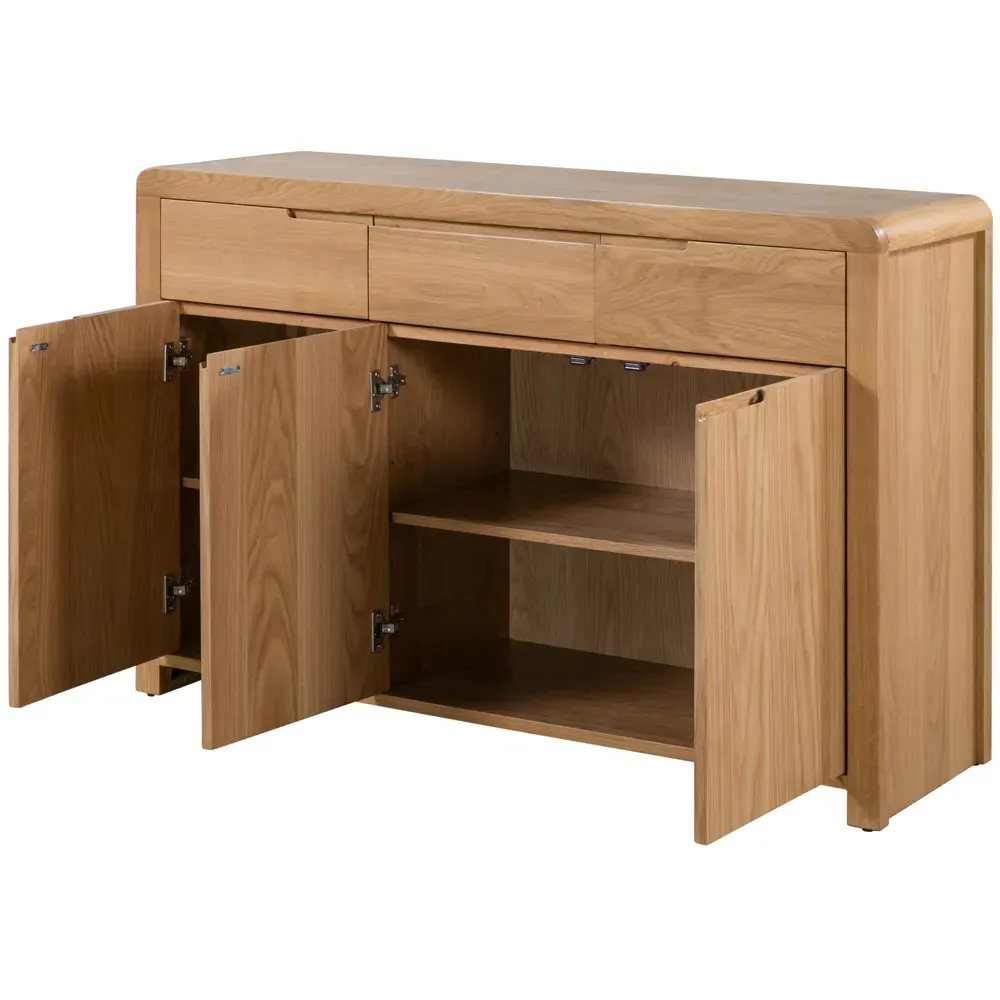 Curve 3 Drawer 3 Door Sideboard - Oak