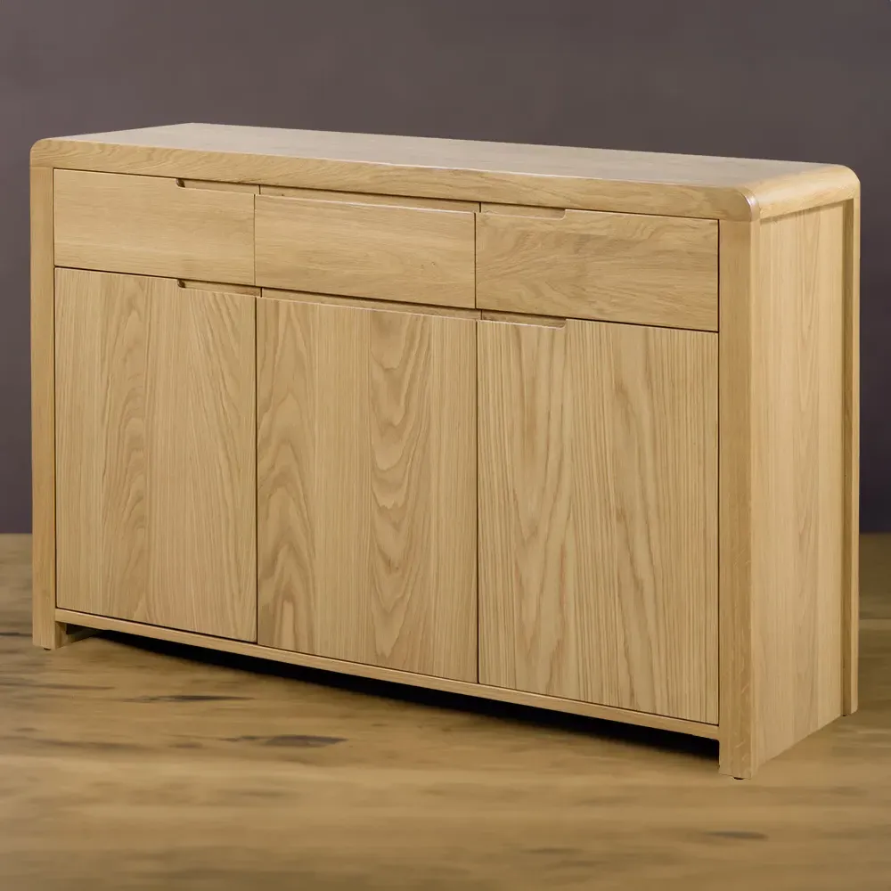 Curve 3 Drawer 3 Door Sideboard - Oak