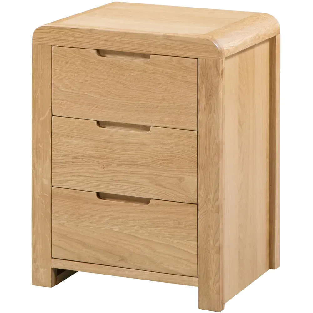 Curve 3 Drawer Bedside Table - White Oak