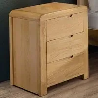 Curve 3 Drawer Bedside Table - White Oak