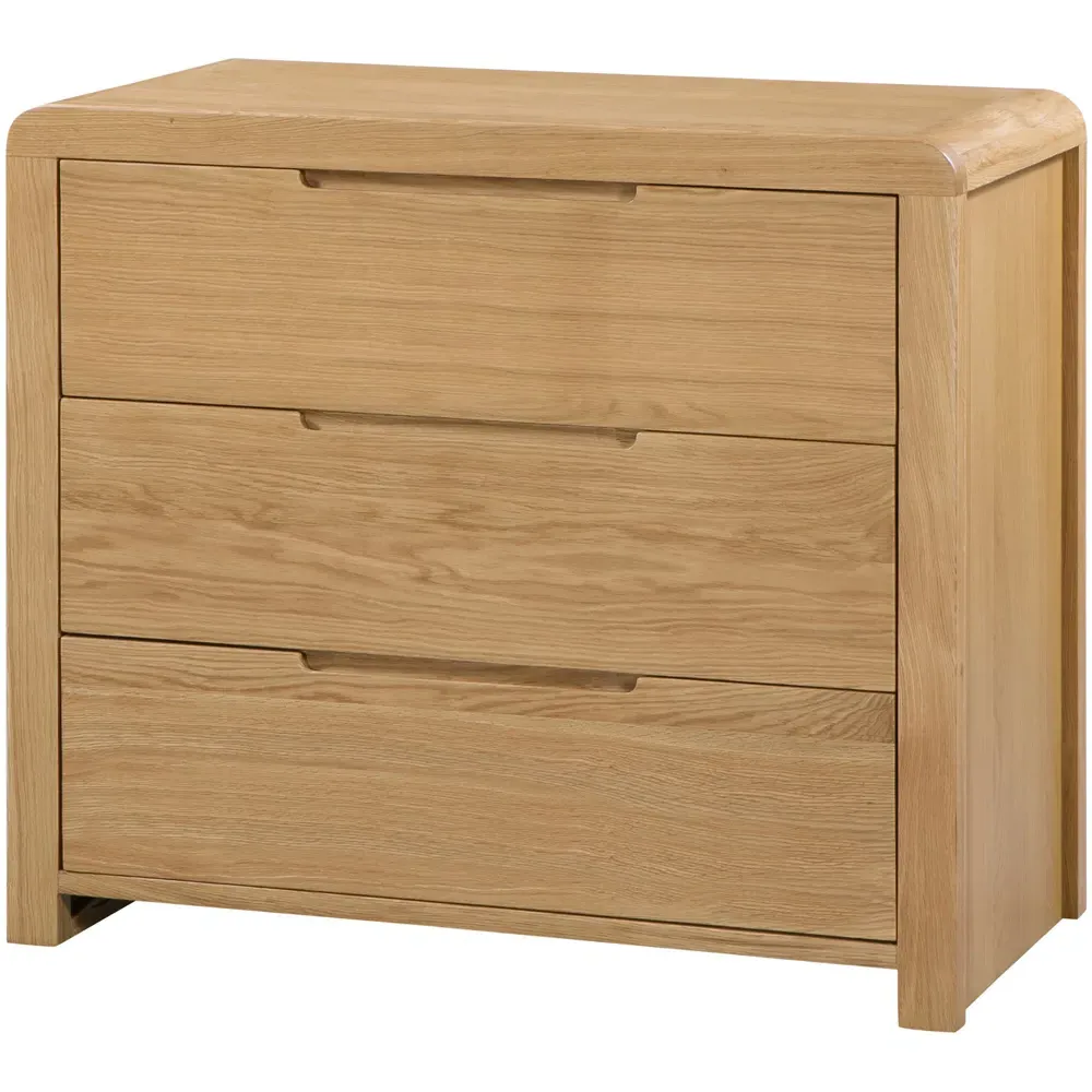 Curve 3 Drawer Chest of Drawers - White Oak