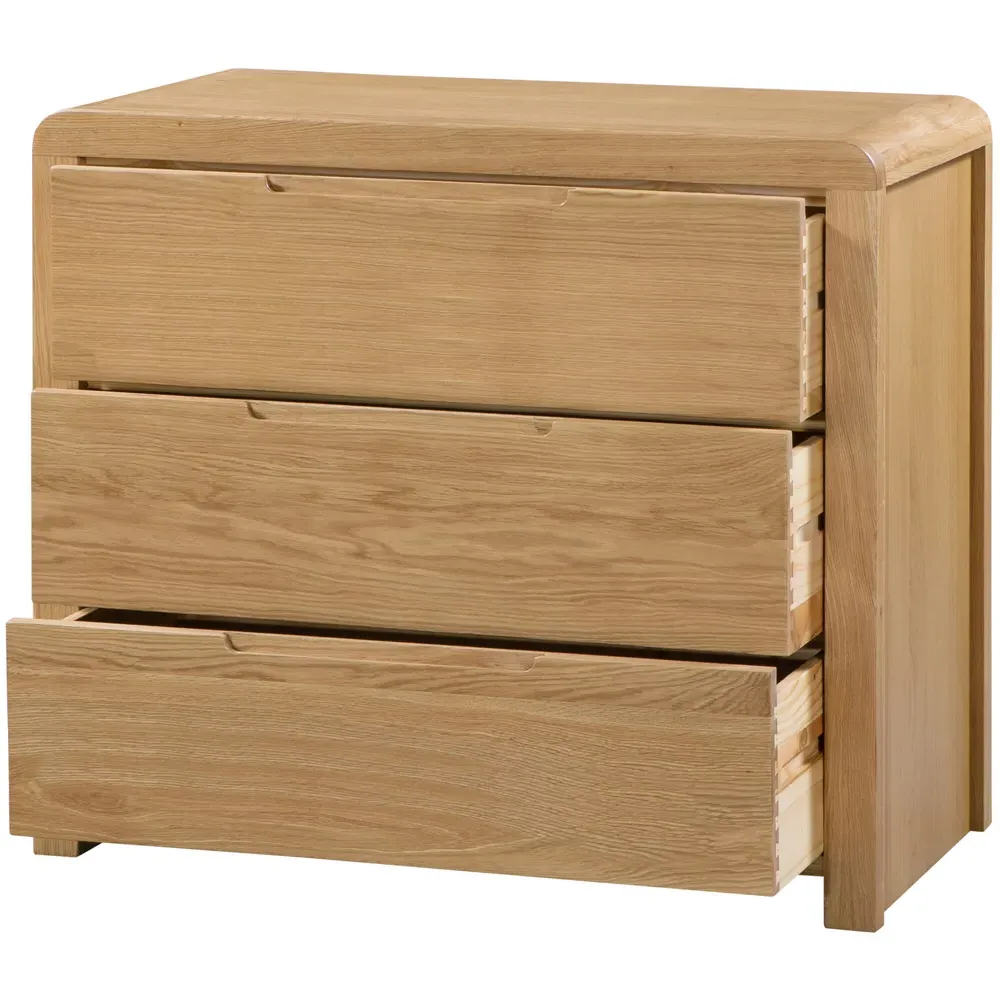 Curve 3 Drawer Chest of Drawers - White Oak