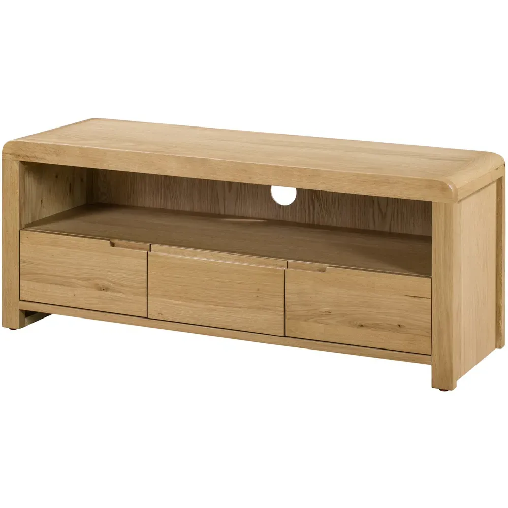 Curve 3 Drawer TV Unit - Oak
