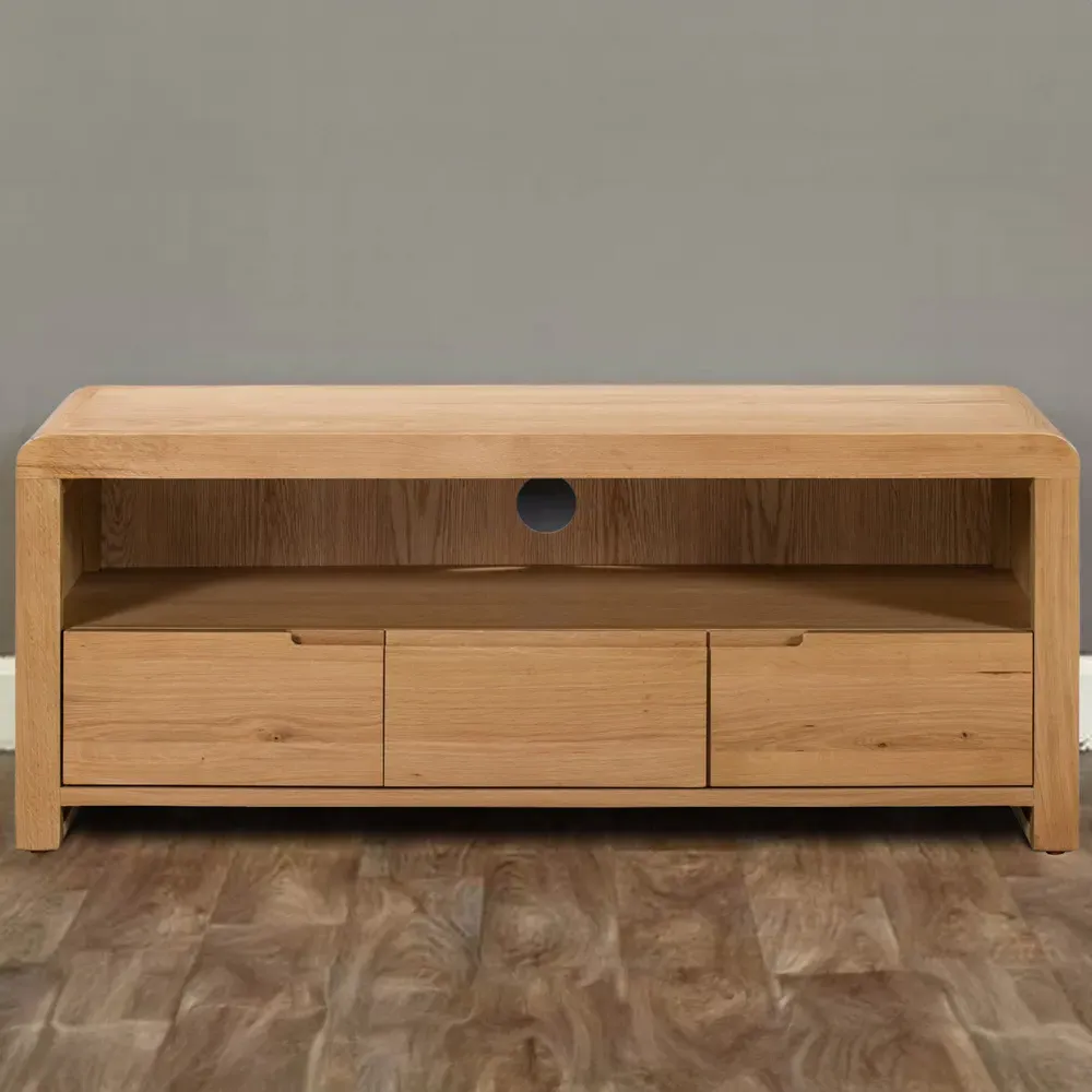 Curve 3 Drawer TV Unit - Oak
