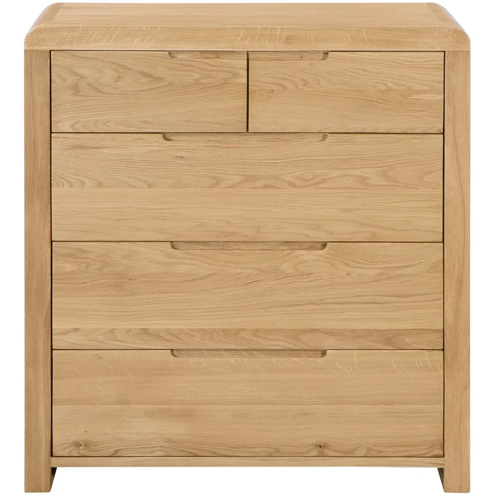 Curve 5 Drawer Chest of Drawers - Oak