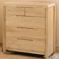 Curve 5 Drawer Chest of Drawers - Oak