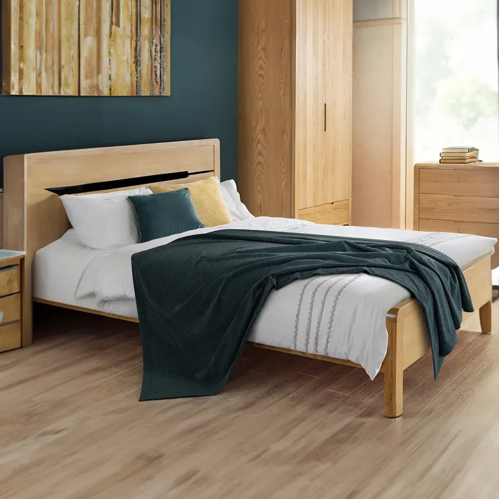 Curve Double Bed Frame - Oak