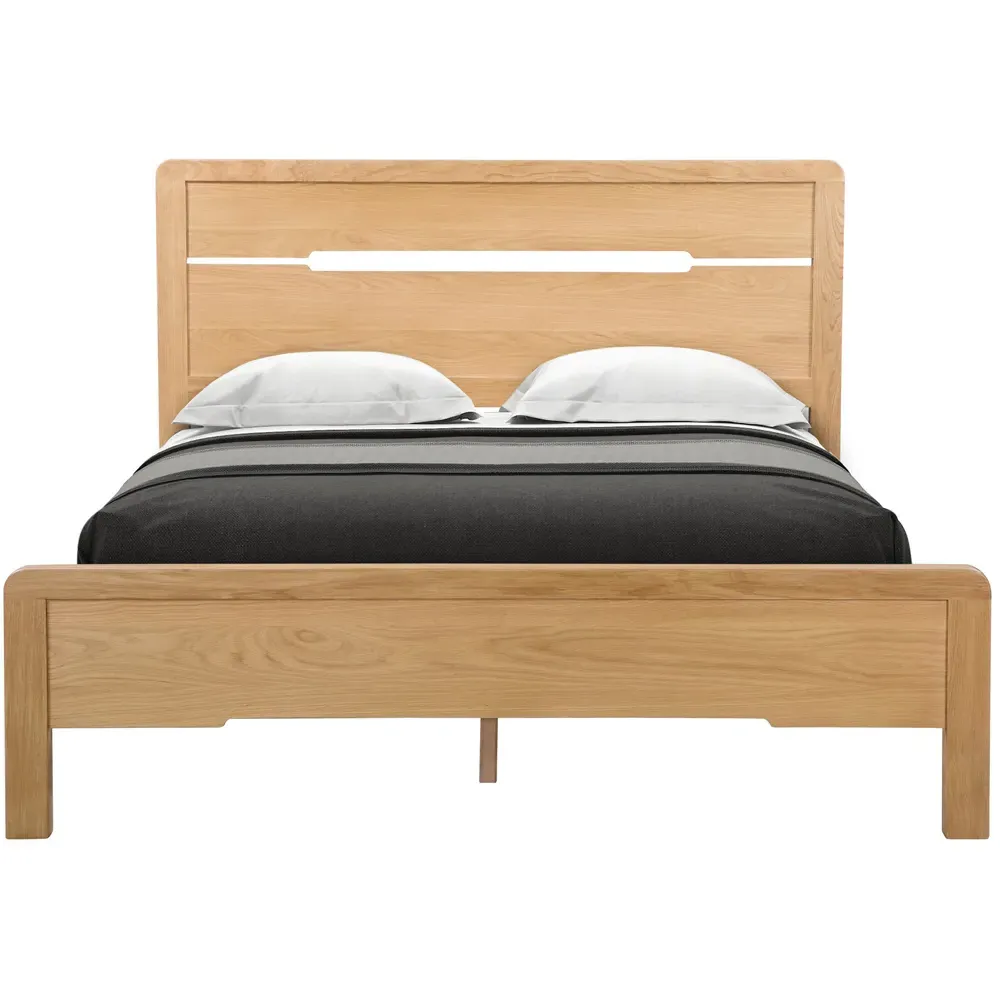 Curve King Size Bed Frame - Oak