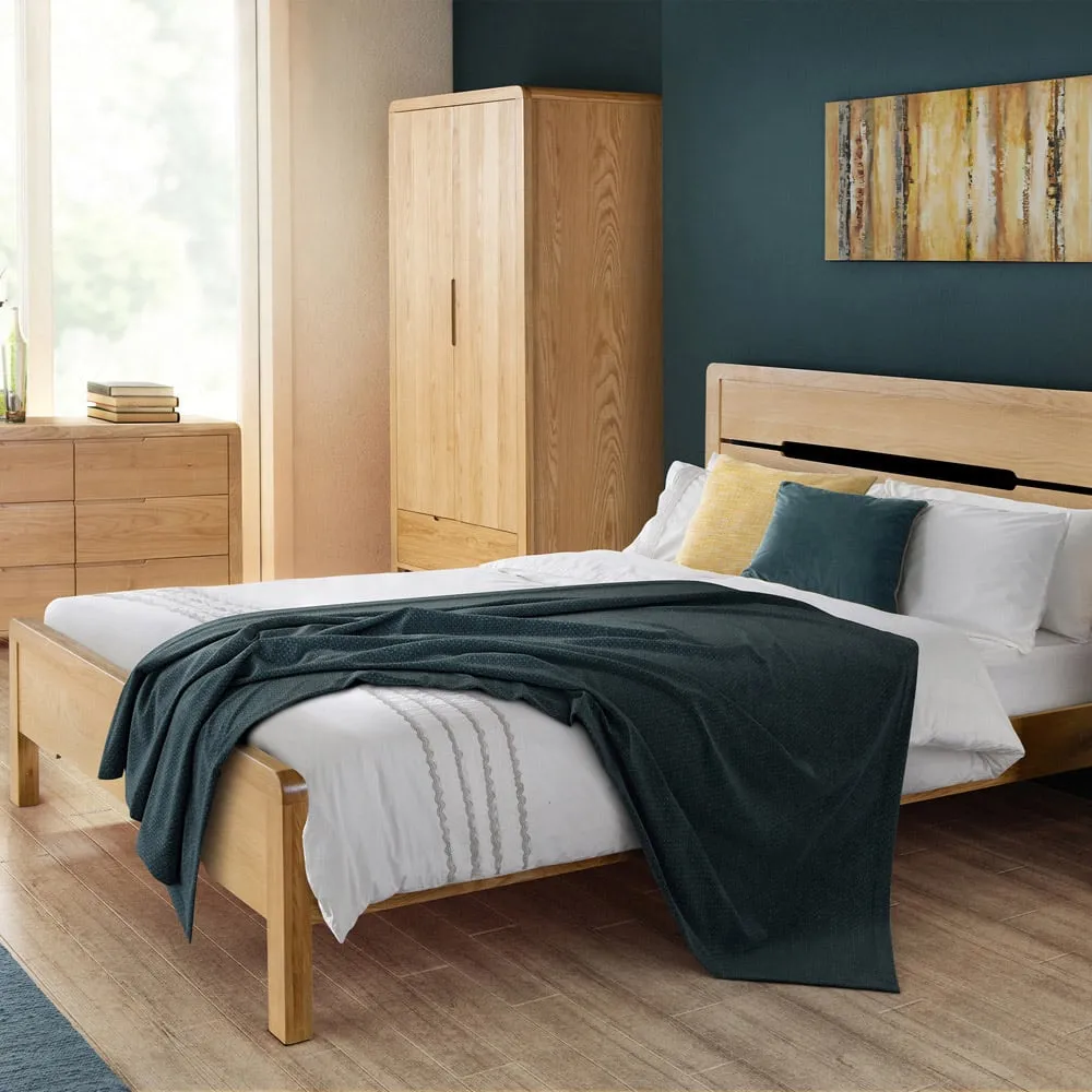 Curve King Size Bed Frame - Oak