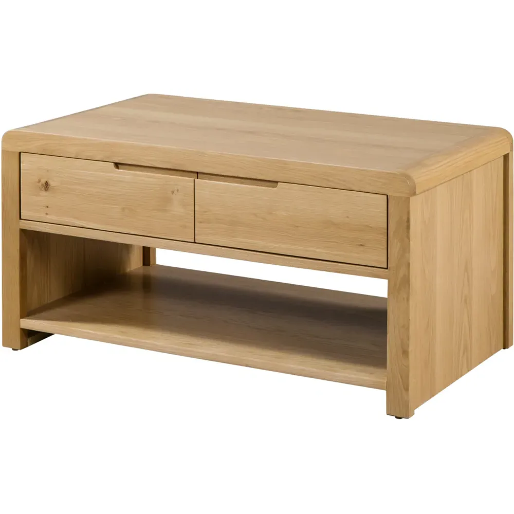 Curve Single Drawer Coffee Table - Oak