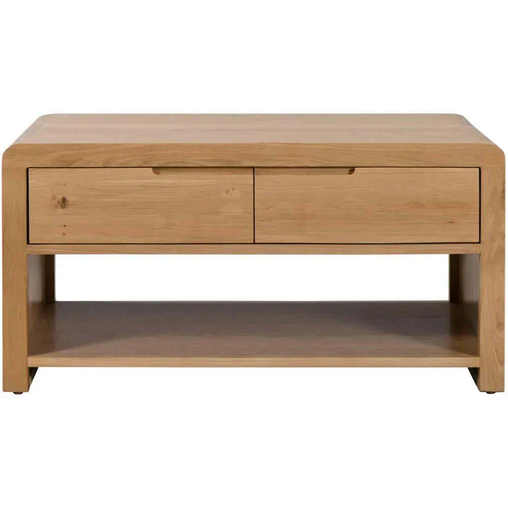 Curve Single Drawer Coffee Table - Oak