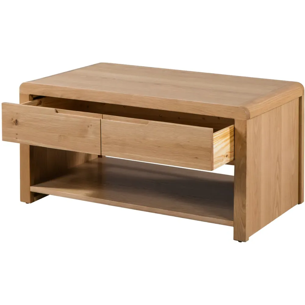 Curve Single Drawer Coffee Table - Oak