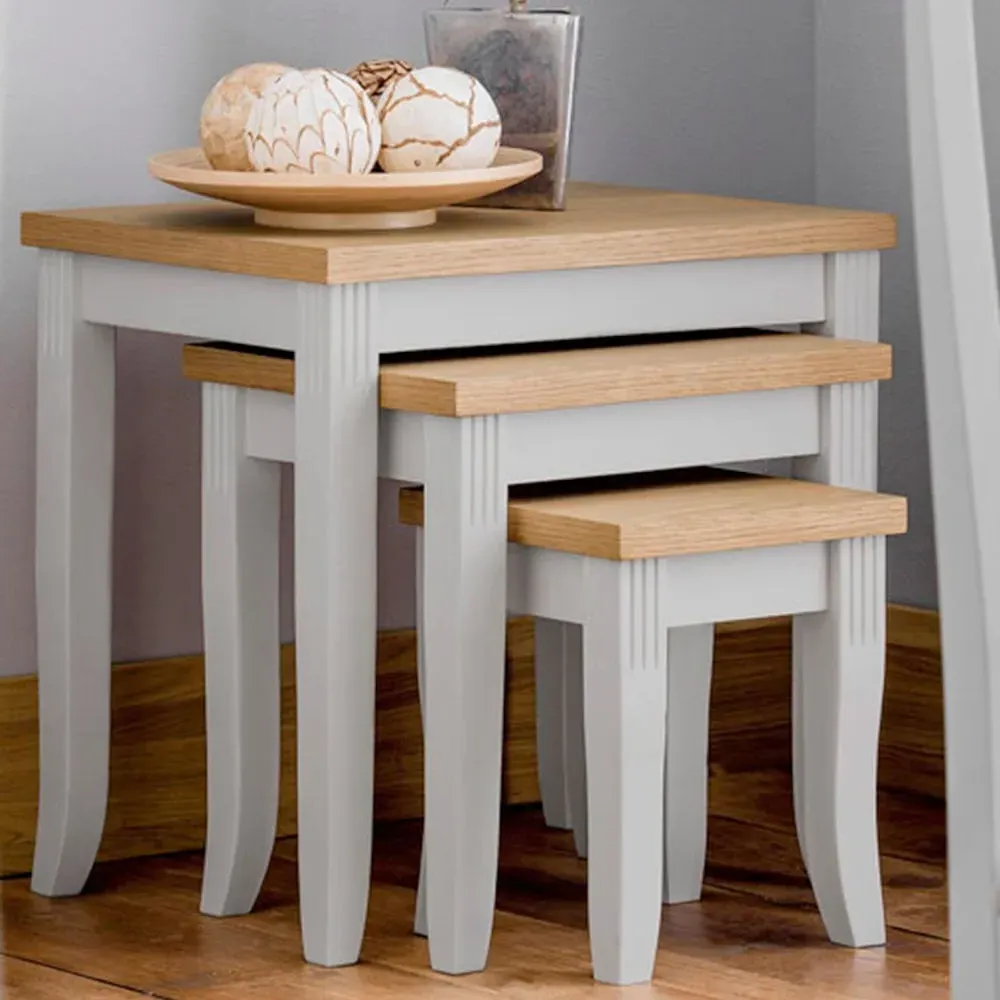 Davenport Nest of Tables Set of 3 - Grey, Oak image