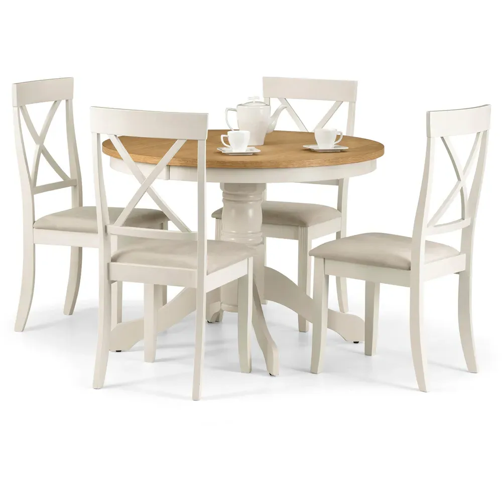 Davenport Round Pedestal Dining Table - Ivory, Oak