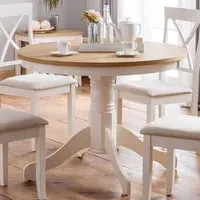 Davenport Round Pedestal Dining Table - Ivory, Oak