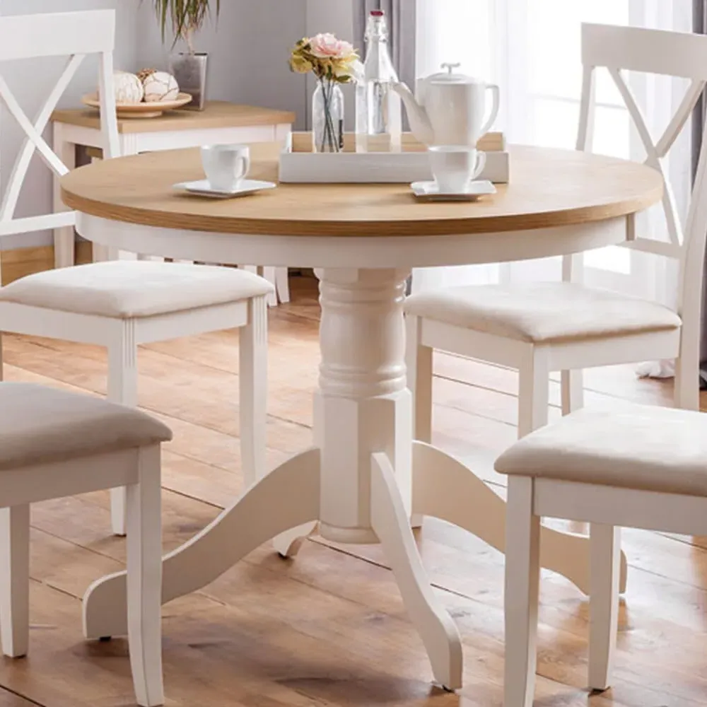 Davenport Round Pedestal Dining Table - Ivory, Oak