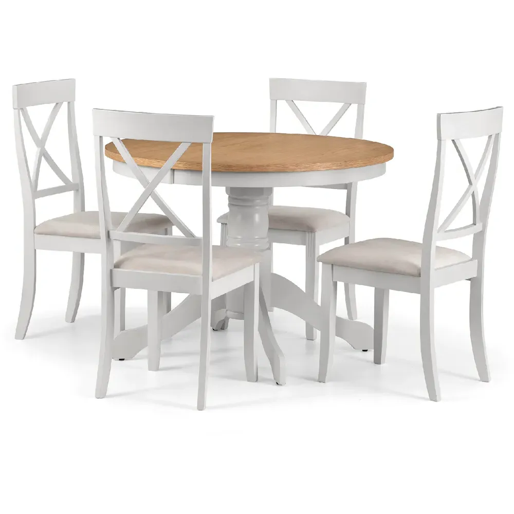 Davenport Round Pedestal Dining Table - Oak, Elephant Grey