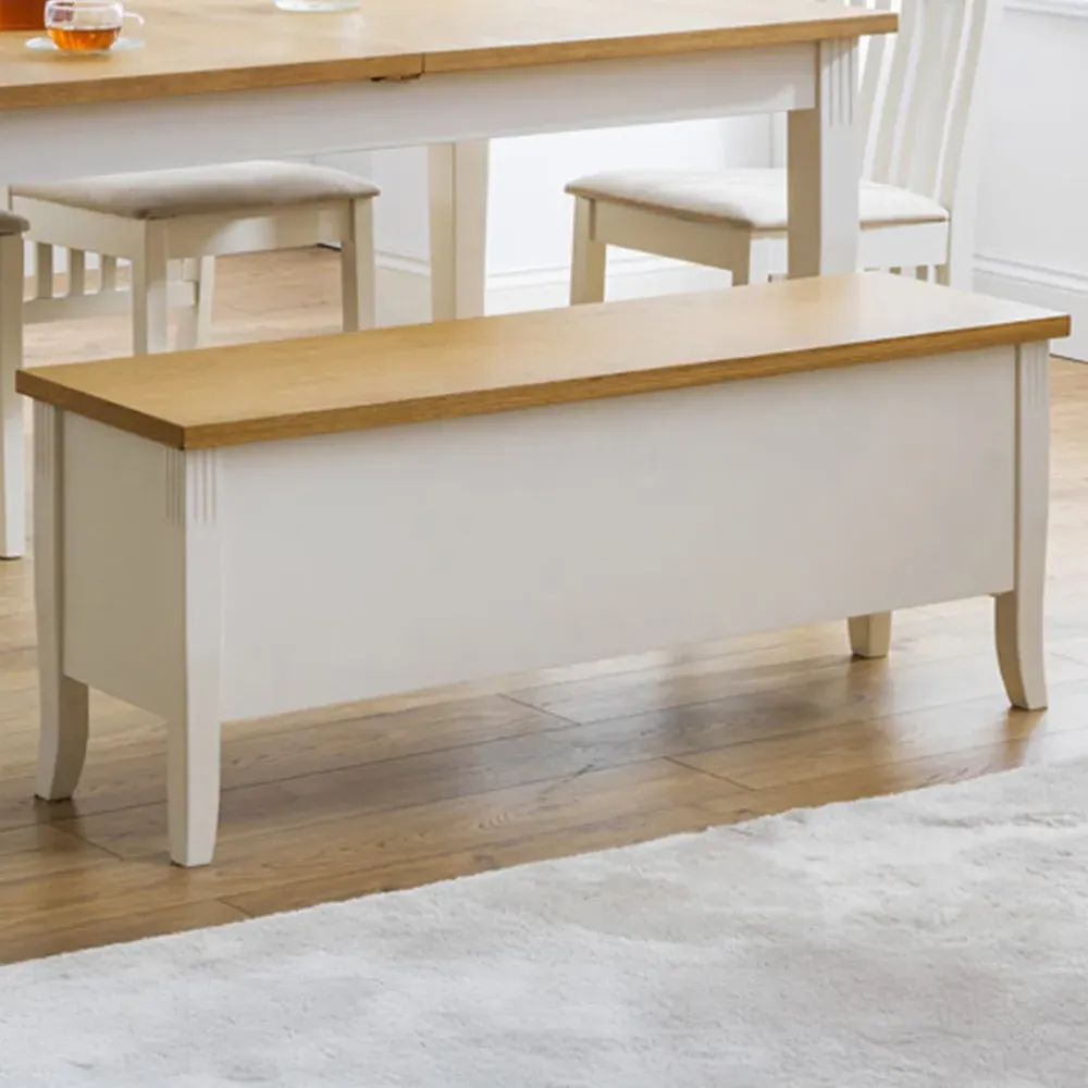 Davenport Storage Dining Bench - Oak, Ivory
