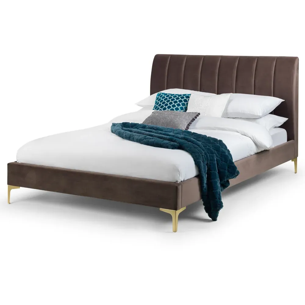 Deco Double Bed Frame - Gold, Velvet