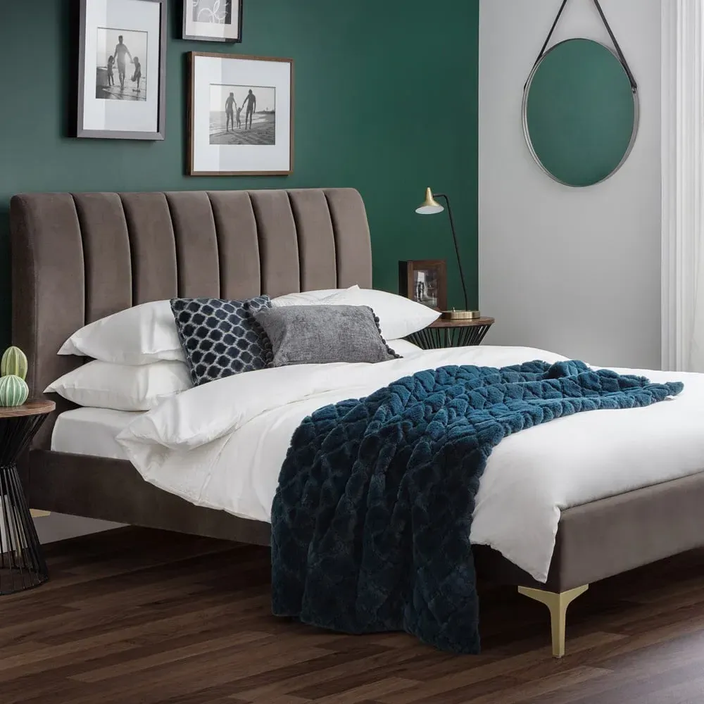 Deco Double Bed Frame - Gold, Velvet