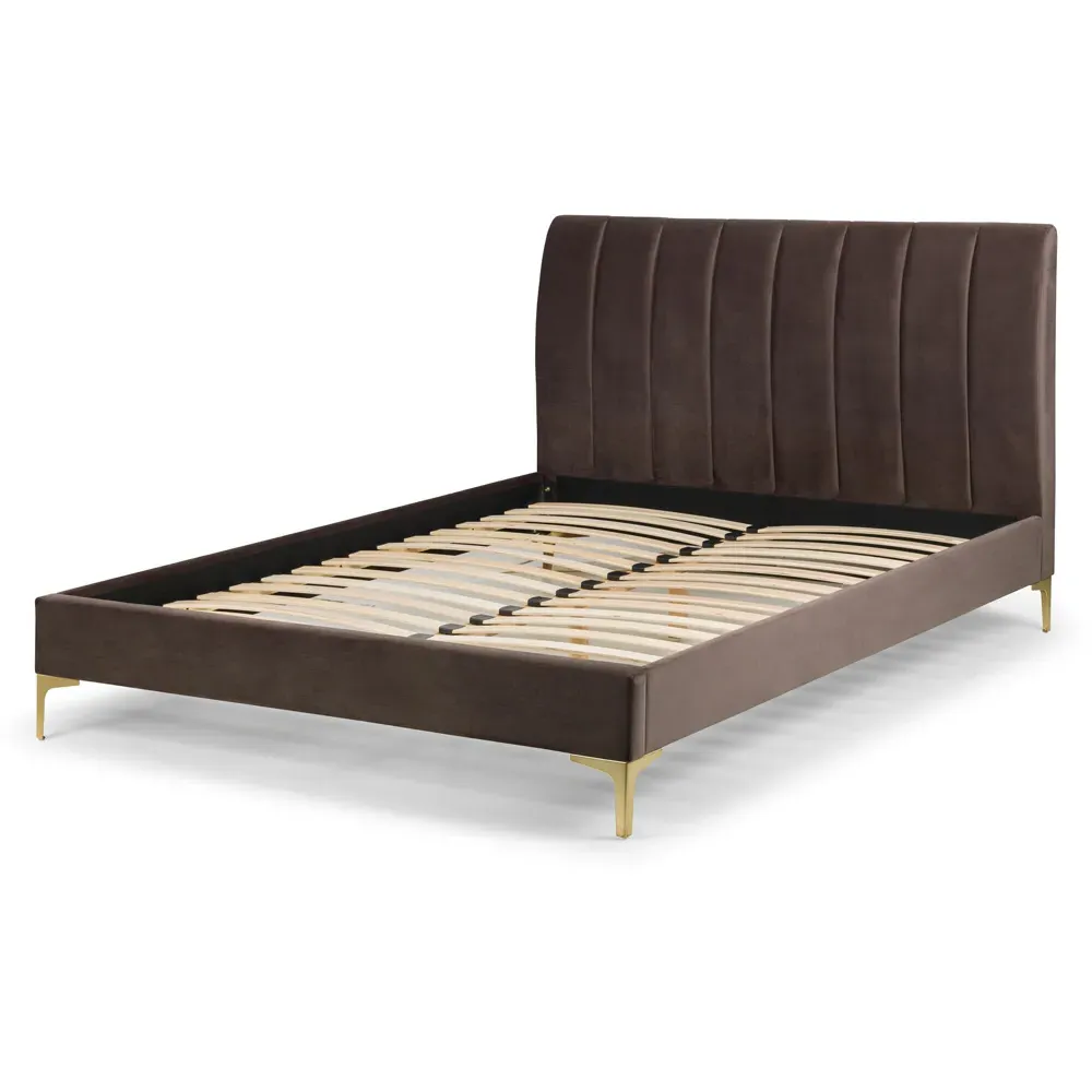Deco King Size Bed Frame - Gold, Velvet